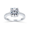 925 sterling silver engagement ring with 7.5mm clear stone on white background