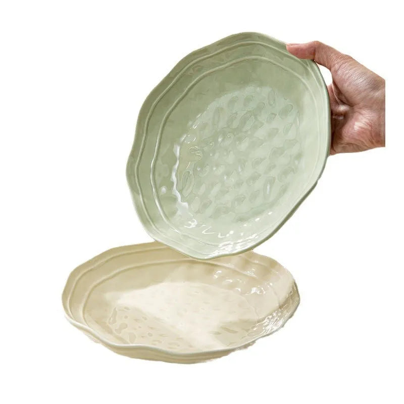 Seven-piece solid colour ceramic tableware set in a modern simple style.