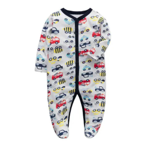 Cotton one-piece baby romper with dinosaur print for infants 3-12 months