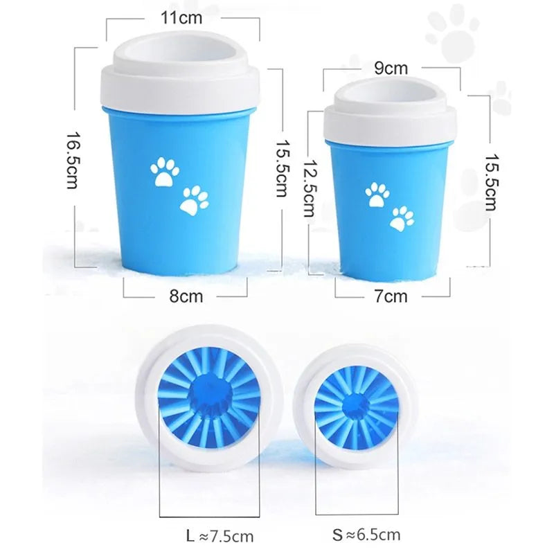 Dog foot washing cup paw washer in green with silicone bristles inside plastic cup
