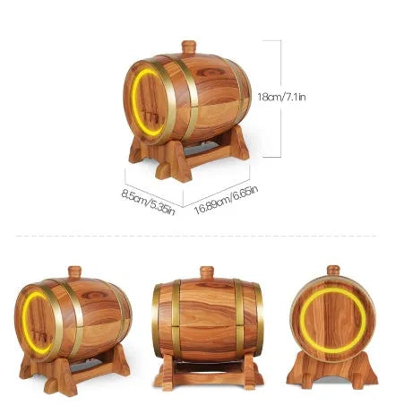Smart APP aromatherapy machine wooden barrel design with 350ml capacity Bluetooth control