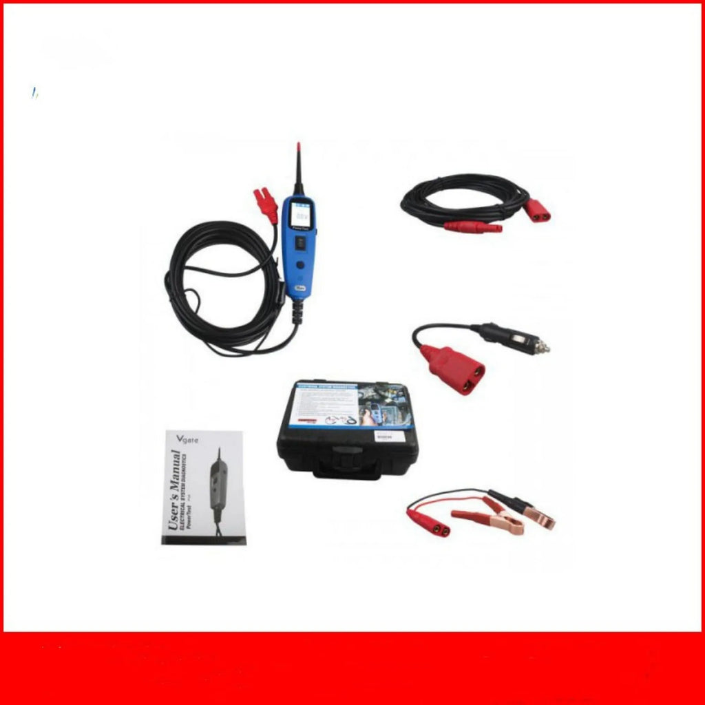 PT150 automotive power circuit test pen with blue housing and colour display in blow-moulded case with accessories