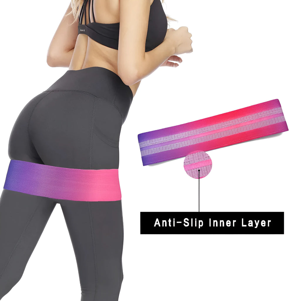 Anti-slip squat resistance band in woven cotton and latex silk, fixed mix colour, for buttocks and shaping fitness use.