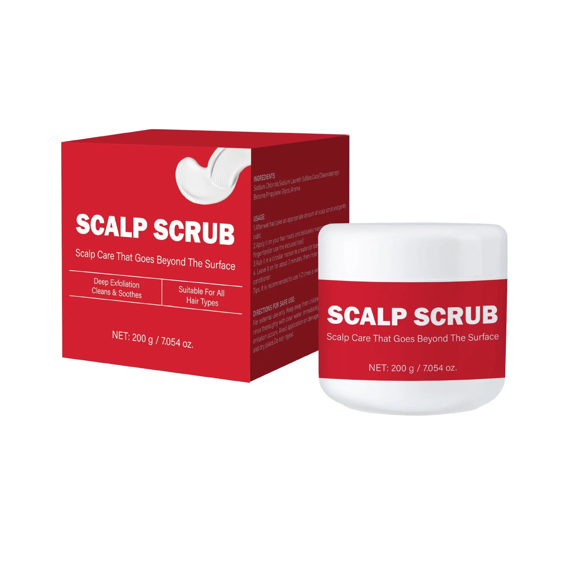 Exfoliating scalp facial shampoo in 200g container with anti-itching and anti-dandruff properties