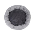 PP cotton filled dog bed in light grey with optional pillow, showing soft texture and round shape