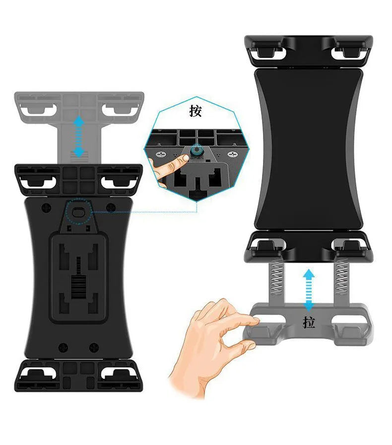 Black ABS plastic bicycle handlebar mount for mobile phones and tablets.