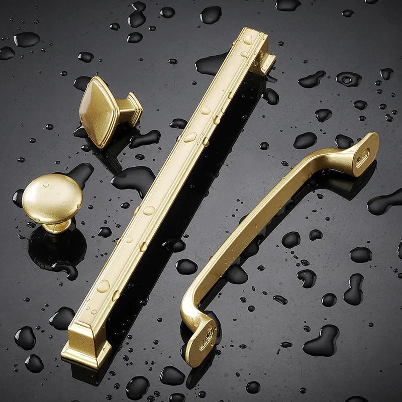 Modern gold T-shaped aluminium single hole cabinet door handle