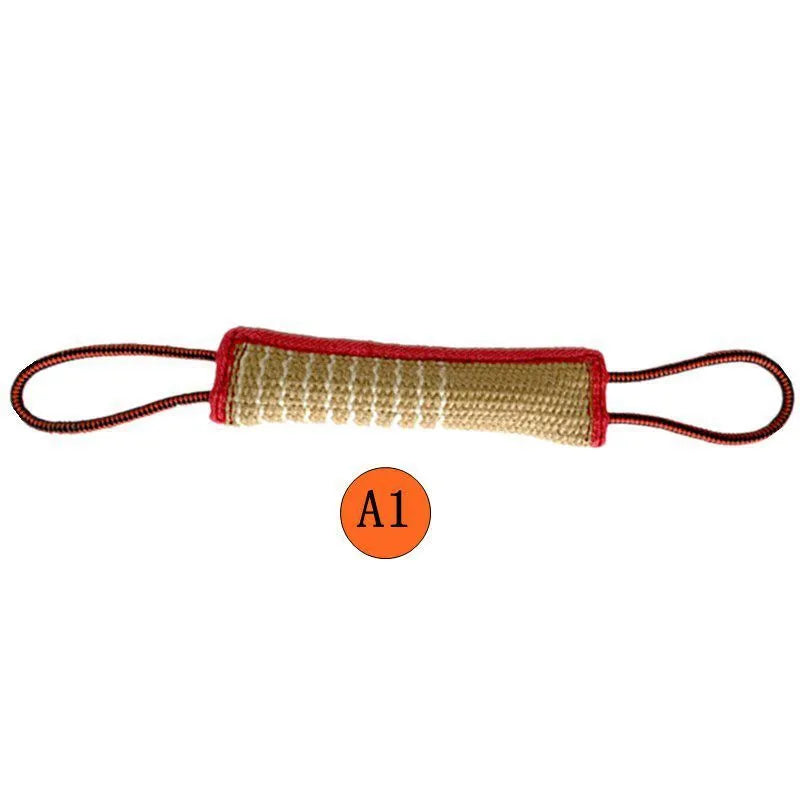 30cm coarse hemp dog biting stick in yellow colour for training and teething