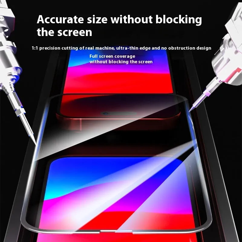 Full screen anti-peep tempered glass film for iPhone 15, 330 high sticky glue, silk screen black, HD clarity