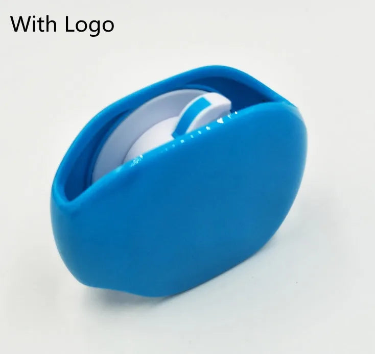 Automatic earphone cable retractor winder in multiple colours on a white background.