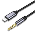 Nylon-braided 3.5mm car audio adapter cable in silver and black colour options.