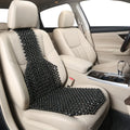 Beige and black universal ventilated car seat cushion for five-seat vehicles showing breathable mesh texture