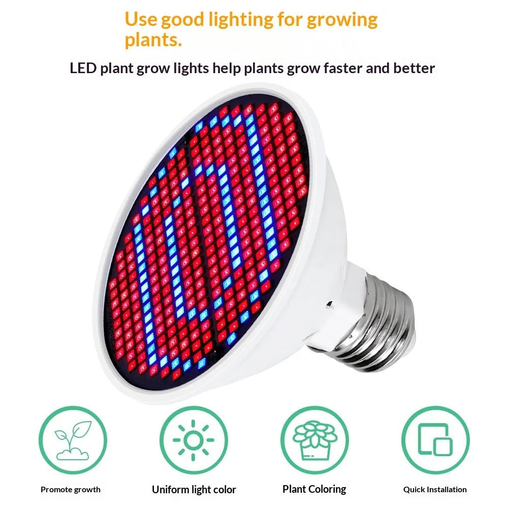 Red-blue spectrum plant growth fill light with 126 LED beads in compact square housing