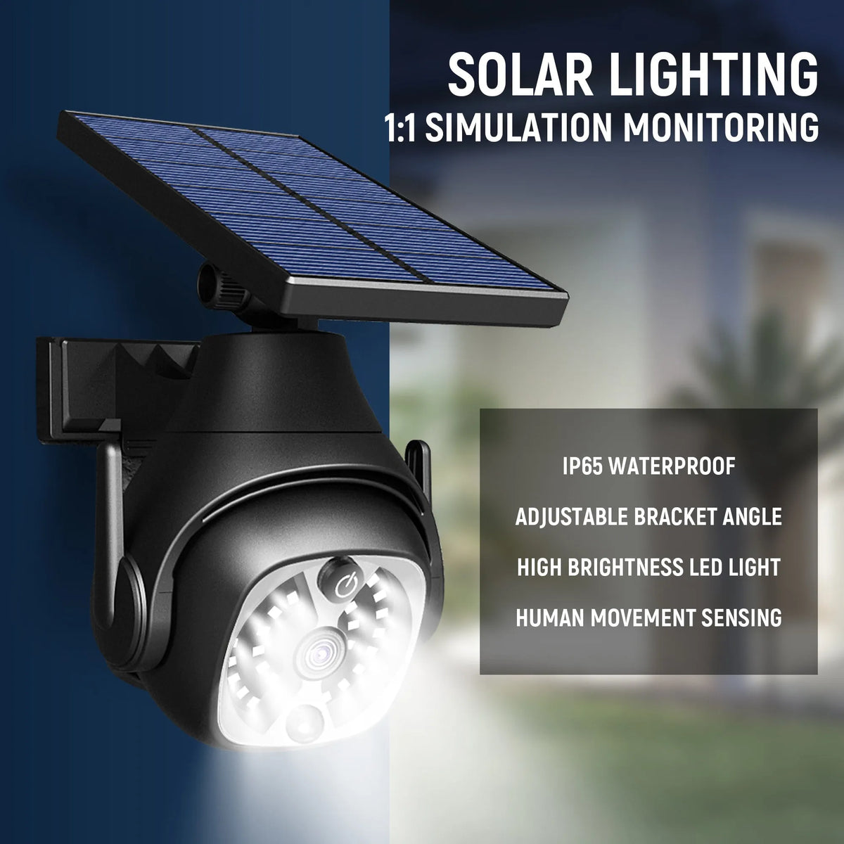 Solar powered outdoor wall light with human sensor, 1200mAh battery, ABS material, 145x120x170mm