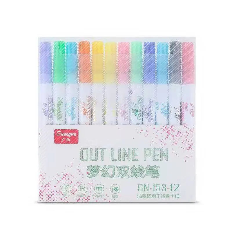 Highlighter pen student marker with 1mm-2mm line width, water-based ink, Japanese plastic nib, available in multiple colours