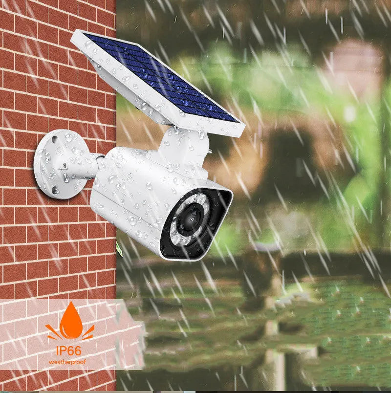 Solar garden light with simulation camera, 5W LED, IP67 waterproof, white 18 lights, aluminium alloy and ABS housing