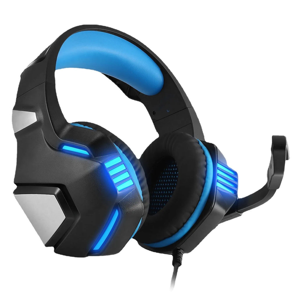 Inzhuo V3 black blue e-sports headset with memory sponge protein leather earmuffs and braided cable