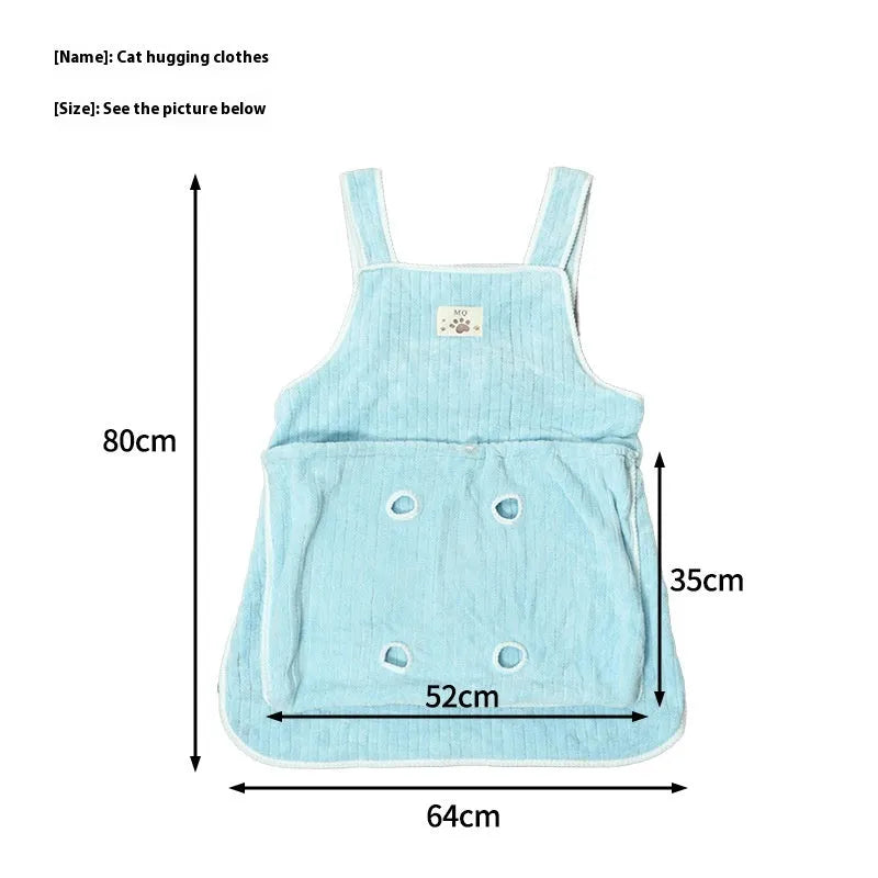 Cat petting apron in multiple colour options including pink, blue, purple and striped variations