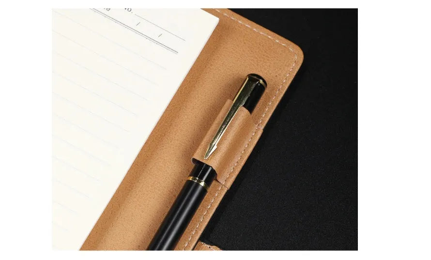 A5 PU leather buckle 6-hole clip notebook in black, 18x23.3cm, with 80 sheets of Daolin paper