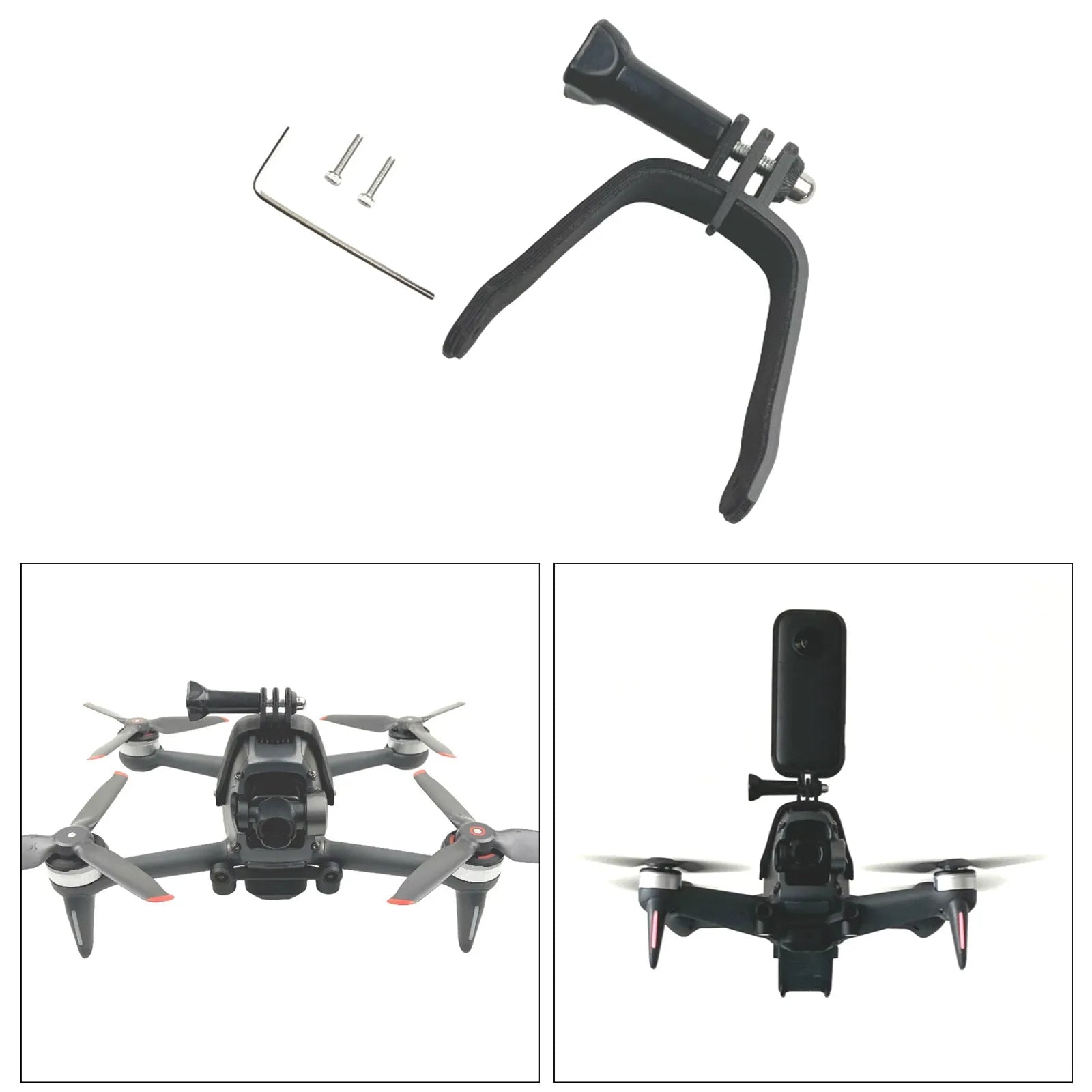 3D printed action camera expansion bracket with sponge protection for FPV drone vertical mounting