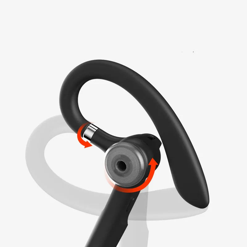 Black mono ear Bluetooth headset with a hanging ear hook design