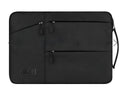 Shockproof nylon laptop case with zipper and multiple internal compartments in black