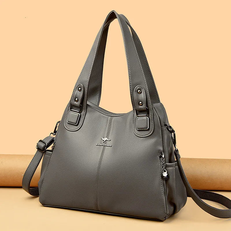 Women's PU crossbody shoulder bag, horizontal square, soft, large capacity, zip pocket, six colours