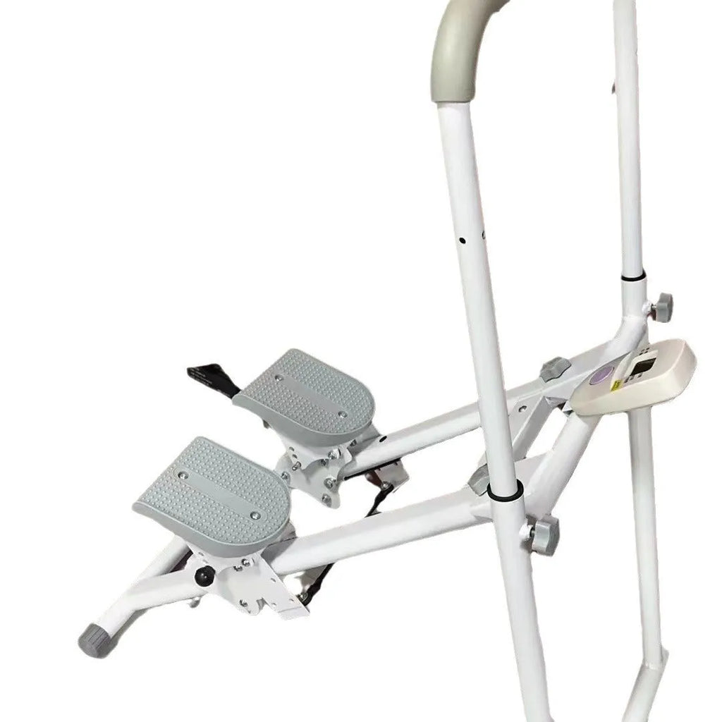 White foldable treadmill climbing machine for home fitness with integrated climbing frame