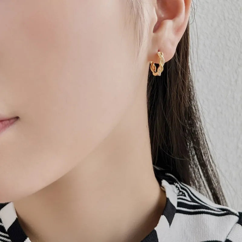 S925 sterling silver diamond earrings with hexagon and octagon design in white gold colour