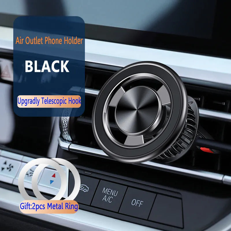 Silver air outlet magnetic car phone holder with bracket and magnetic guide plate