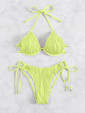 Women's steel bracket underwire bikini swimsuit in polyester fabric available in multiple colours