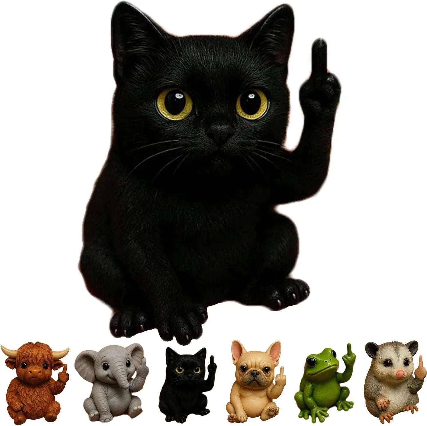 Resin animal middle finger doll ornament showing detailed animal character design with extended hand gesture