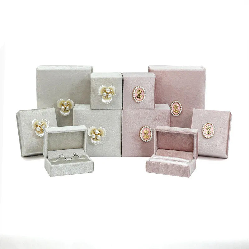 Velvet jewellery gift box in champagne or pink for rings, bracelets, necklaces and pendants