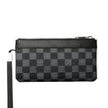 Black genuine cowhide leather men's clutch wallet showing its 20x10 cm size.