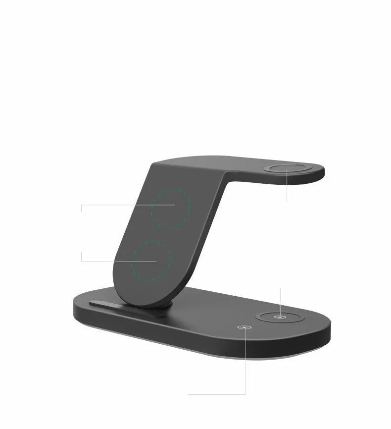 Three-in-one wireless charging station for Apple devices with Type-C port and ABS plastic housing