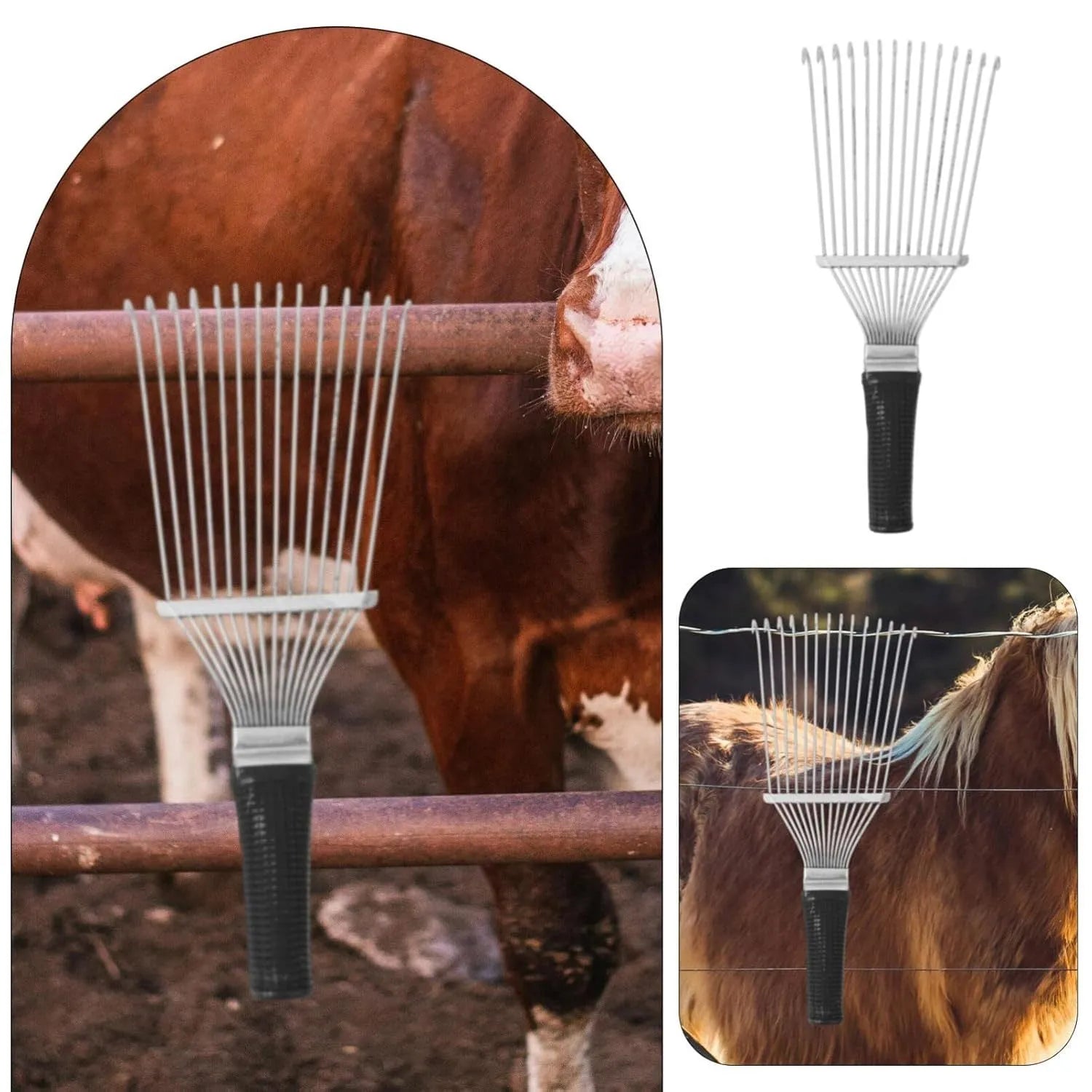 Stainless steel dematting brush rake for pet and livestock grooming