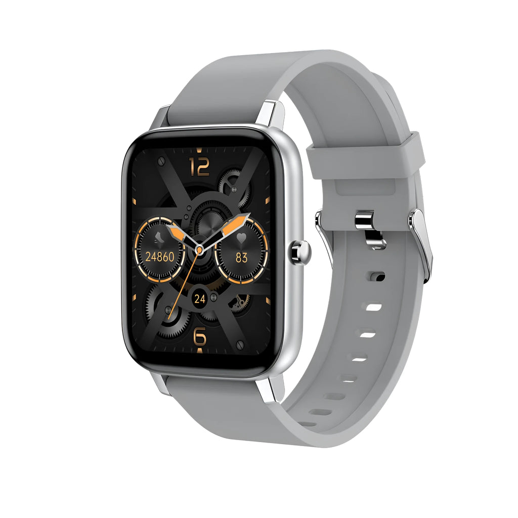 H80 sports smart watch with a black silicone strap and a screen showing heart rate and blood oxygen data.