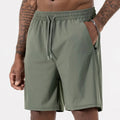 Men's black ice silk nylon sports shorts with high waist and cropped length