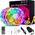 20m RGB LED strip light with 5050 beads, 44-key remote control, and 5A power supply for indoor TV and room decoration