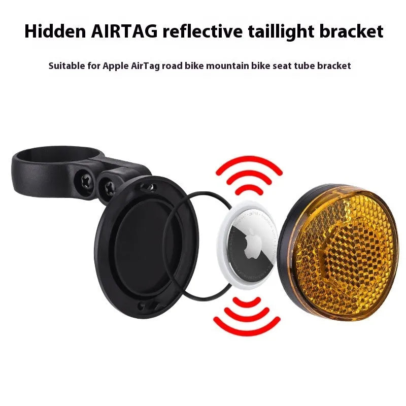 Red plastic bicycle anti-theft taillight bracket with integrated seat post reflector for cycling safety
