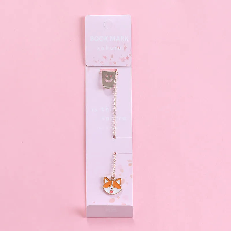 Alloy metal bookmark with cartoon pendant charm in various character designs