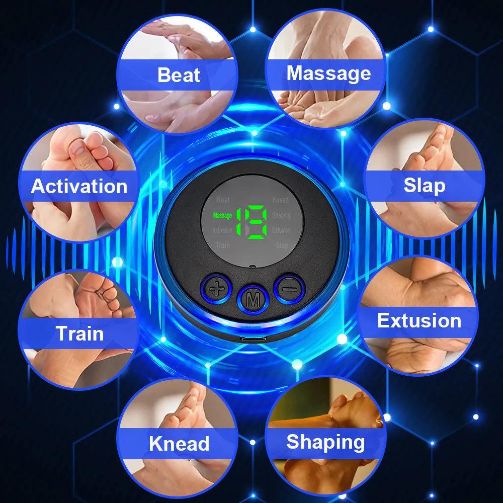 Rechargeable portable foot massage pad with infrared and EMS micro current, USB charging, push-button control