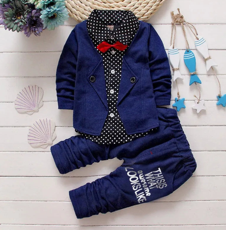 Casual kids sport suit tracksuit set in blue, available in sizes S, M, L, XL.