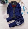Casual kids sport suit tracksuit set in blue, available in sizes S, M, L, XL.
