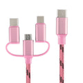 Three-in-one data cable with four interfaces Mini USB 8Pin micro USB Type-C 1m length grey colour