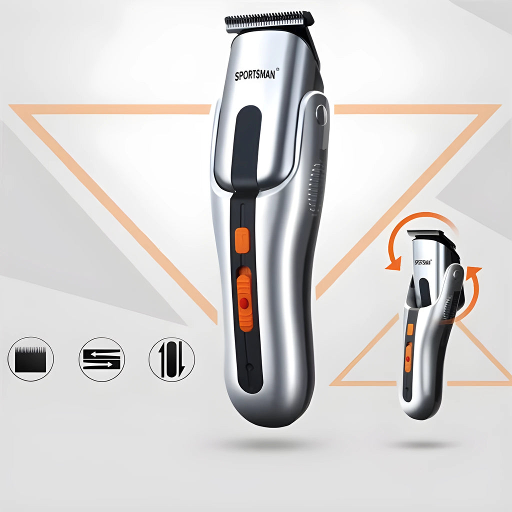 Silver electric hair clipper with high-efficiency alloy sharp angle cutter head
