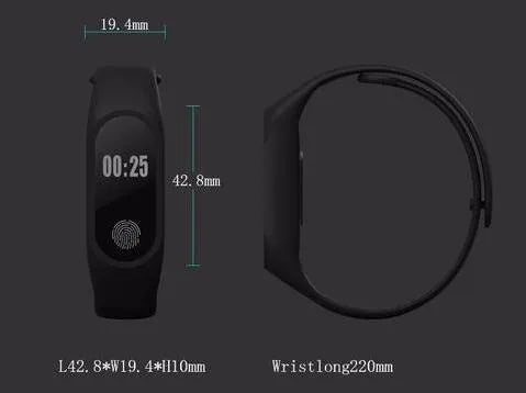 A smart wristband fitness tracker with a heart rate sensor on a wrist, shown in multiple colour options.