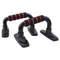 Pair of I-shaped push up bars with diamond pattern grip in blue, red, gray, or black colours