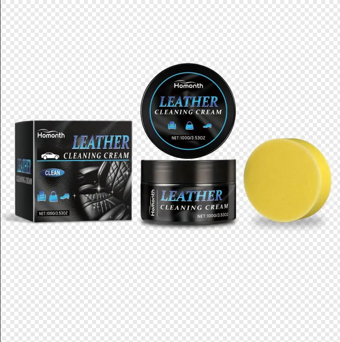 HOMONTH car leather care cream 100g bottle with sponge for auto interior cleaning