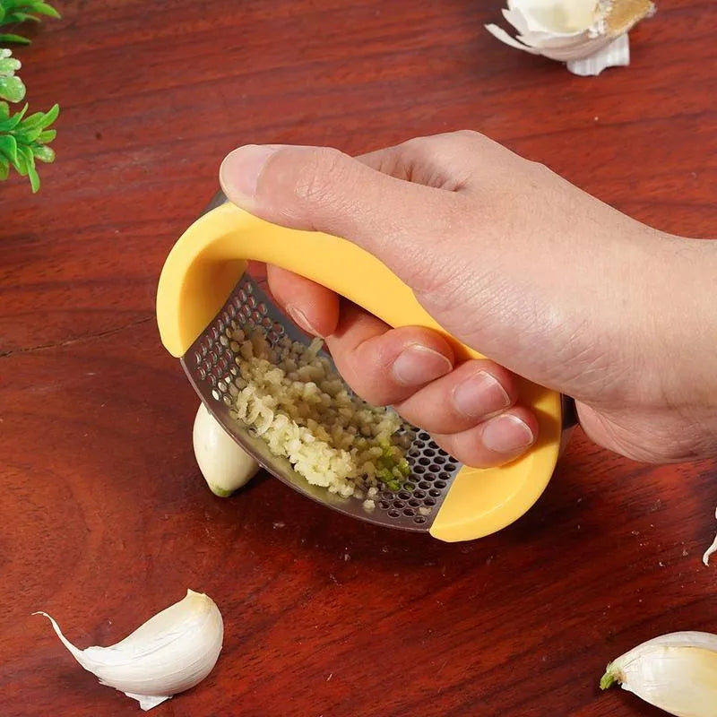 304 stainless steel garlic press with ergonomic handle in choice of colours